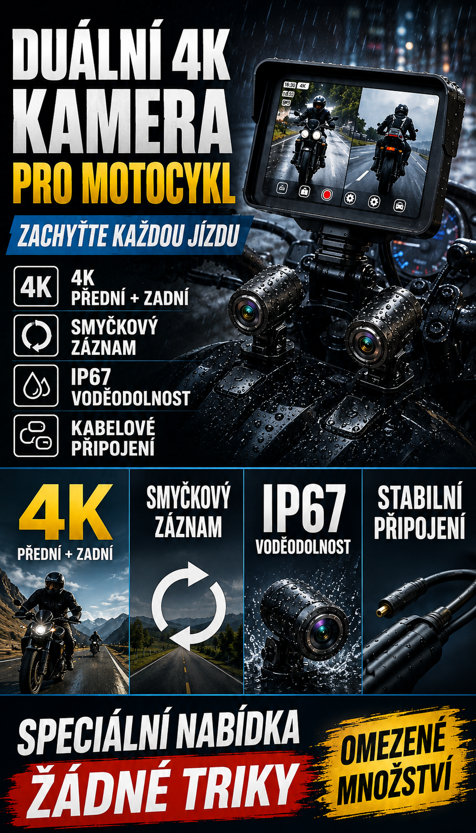 7″ motocyklový displej s CarPlay a navigací