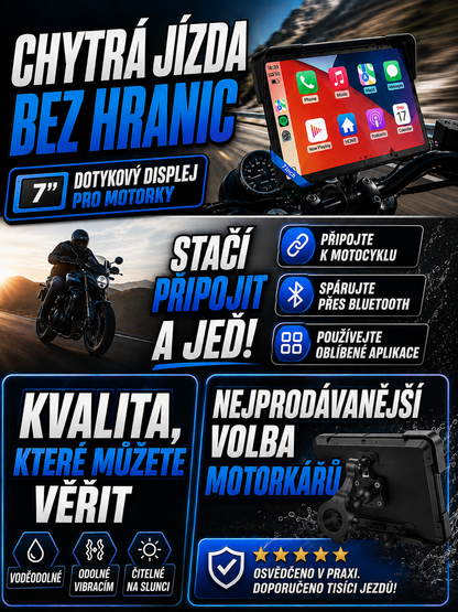 7″ motocyklový displej s CarPlay a navigací