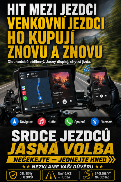 7″ motocyklový displej s CarPlay a navigací