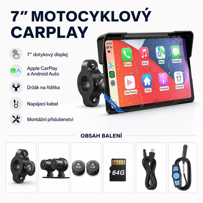 7″ motocyklový displej s CarPlay a navigací